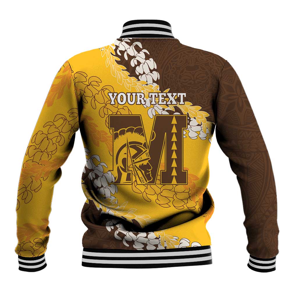 Personalized Mililani Hawaii High School Baseball Jacket Puakenikeni Lei Hawaiian Pattern LT14 - Polynesian Pride