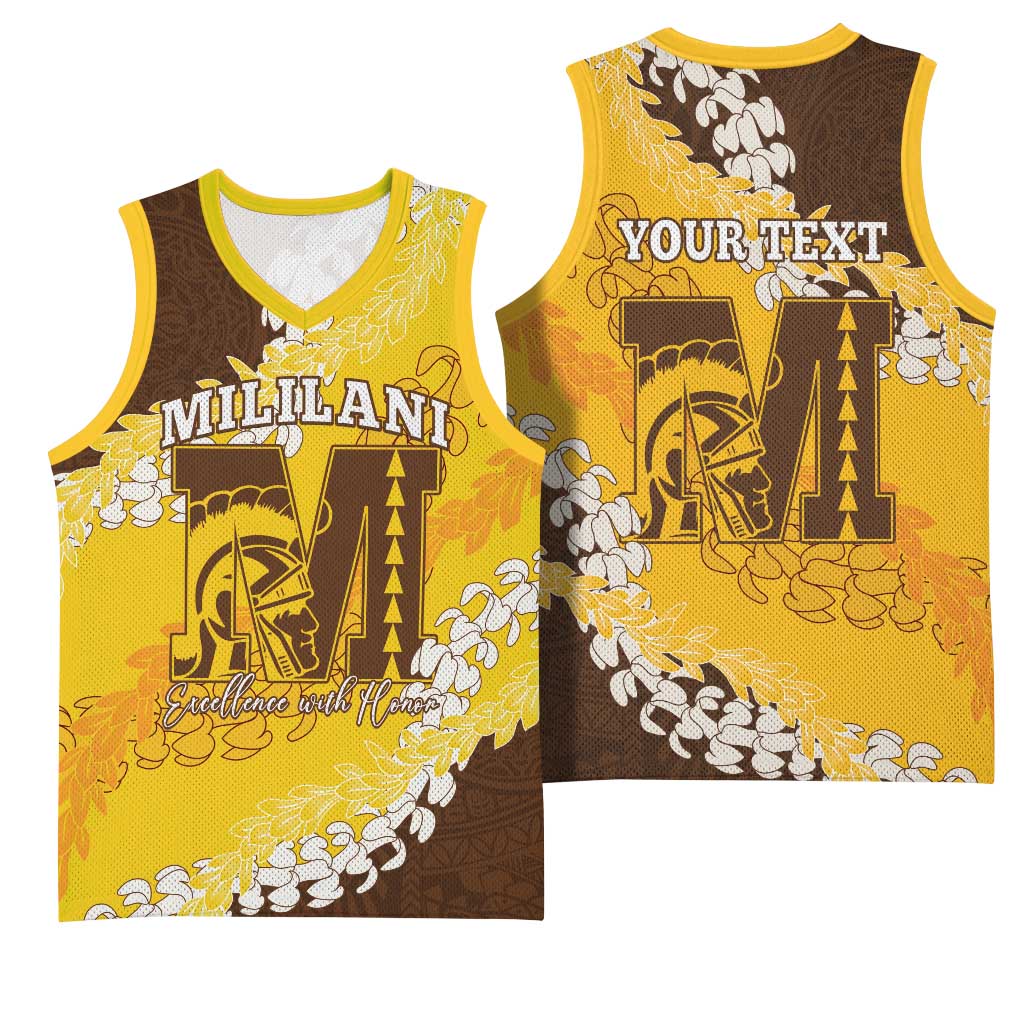 Personalized Mililani Hawaii High School Basketball Jersey Puakenikeni Lei Hawaiian Pattern LT14 - Polynesian Pride