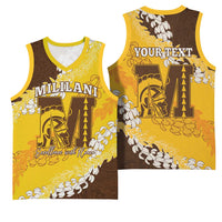 Personalized Mililani Hawaii High School Basketball Jersey Puakenikeni Lei Hawaiian Pattern LT14 - Polynesian Pride