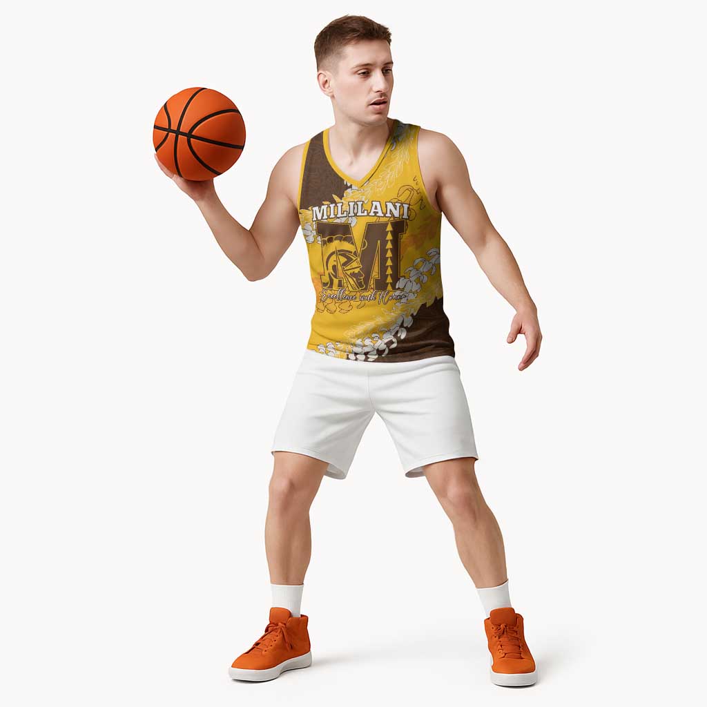 Personalized Mililani Hawaii High School Basketball Jersey Puakenikeni Lei Hawaiian Pattern LT14 - Polynesian Pride