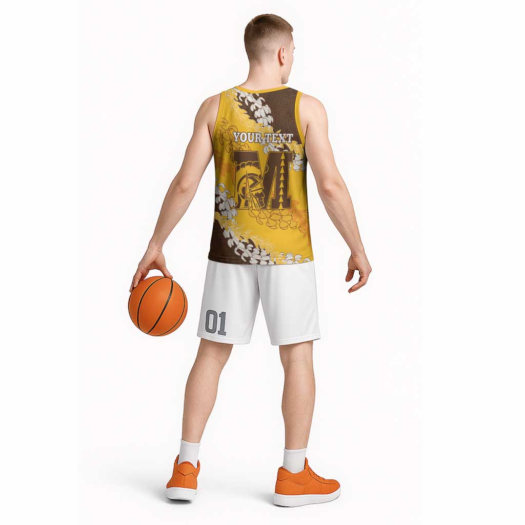 Personalized Mililani Hawaii High School Basketball Jersey Puakenikeni Lei Hawaiian Pattern LT14 - Polynesian Pride