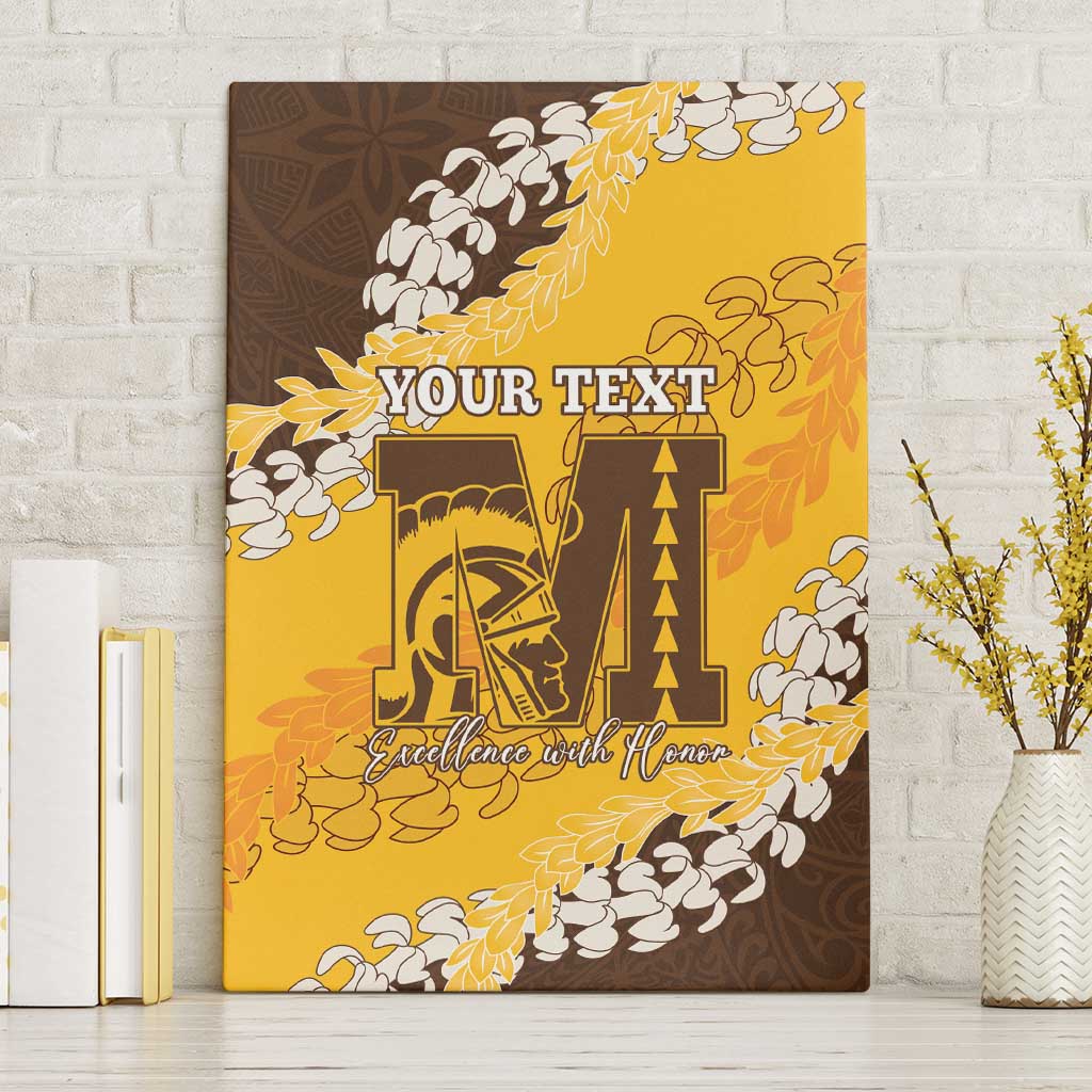 Personalized Mililani Hawaii High School Canvas Wall Art Puakenikeni Lei Hawaiian Pattern LT14 Without Frame Yellow - Polynesian Pride