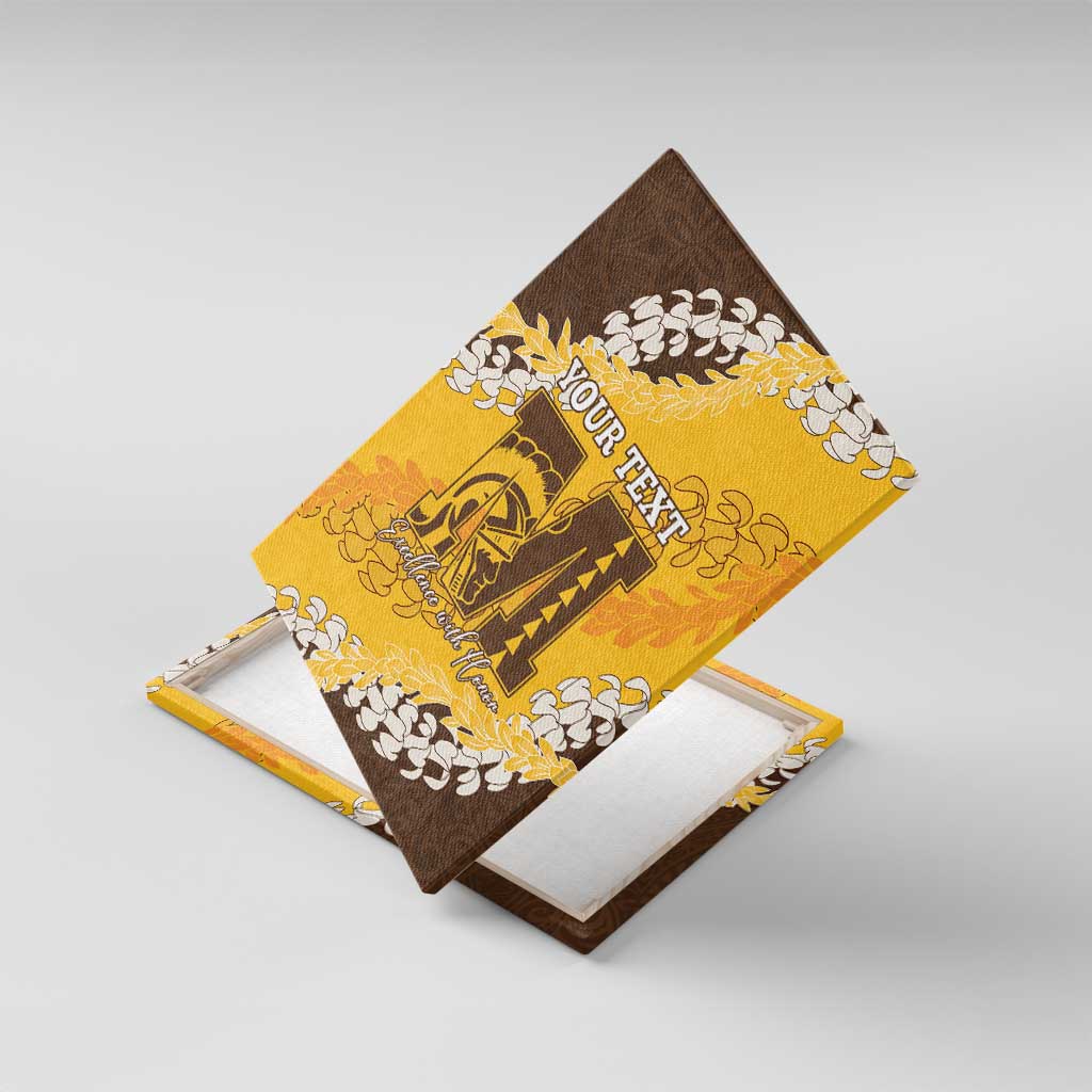 Personalized Mililani Hawaii High School Canvas Wall Art Puakenikeni Lei Hawaiian Pattern LT14 With Frame Yellow - Polynesian Pride
