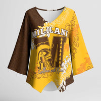 Personalized Mililani Hawaii High School Kimono Sleeve Blouse Puakenikeni Lei Hawaiian Pattern LT14 Female Yellow - Polynesian Pride