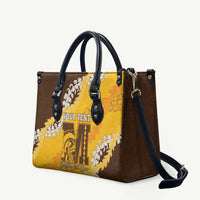 Personalized Mililani Hawaii High School Leather Bag Puakenikeni Lei Hawaiian Pattern LT14 Yellow - Polynesian Pride