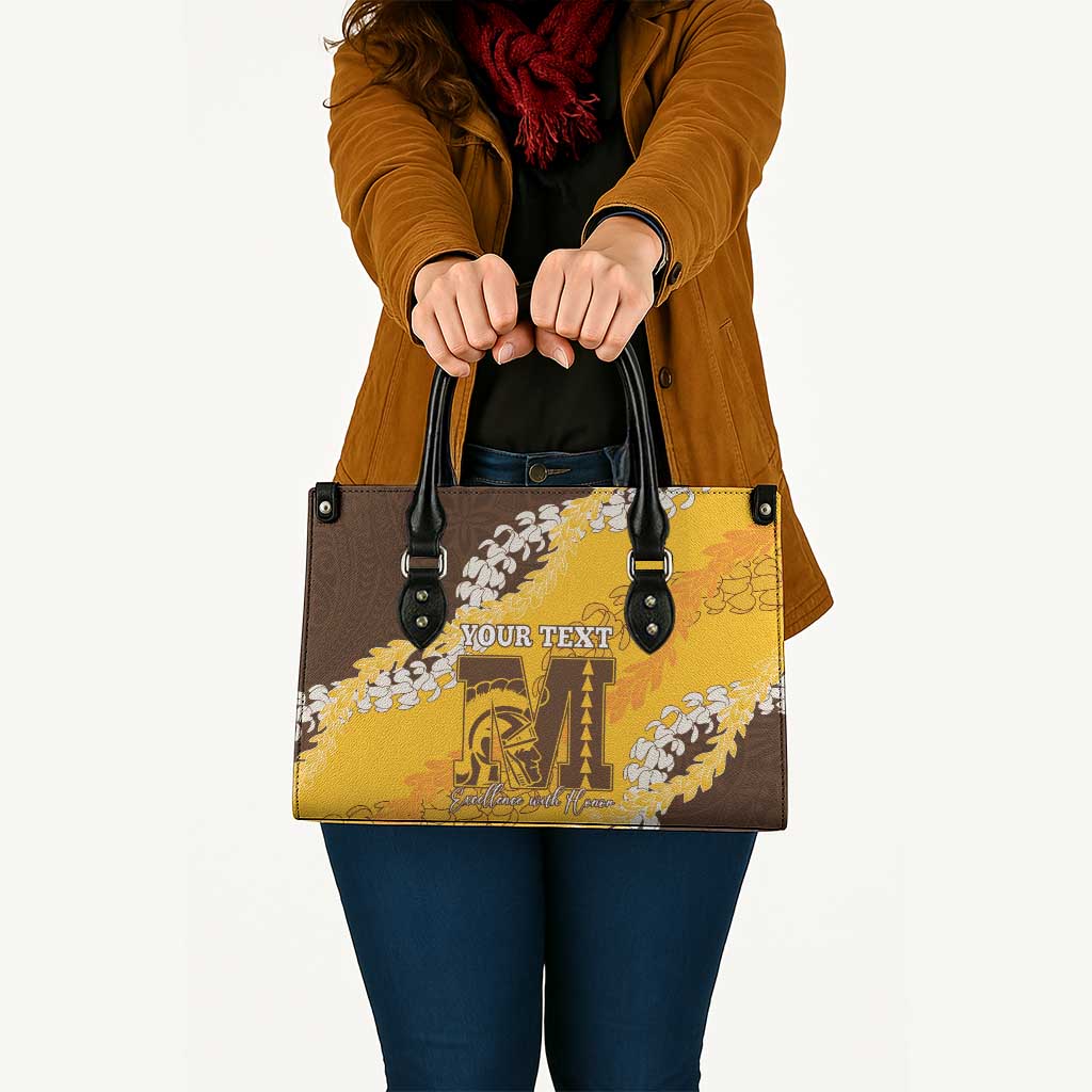 Personalized Mililani Hawaii High School Leather Bag Puakenikeni Lei Hawaiian Pattern LT14 - Polynesian Pride