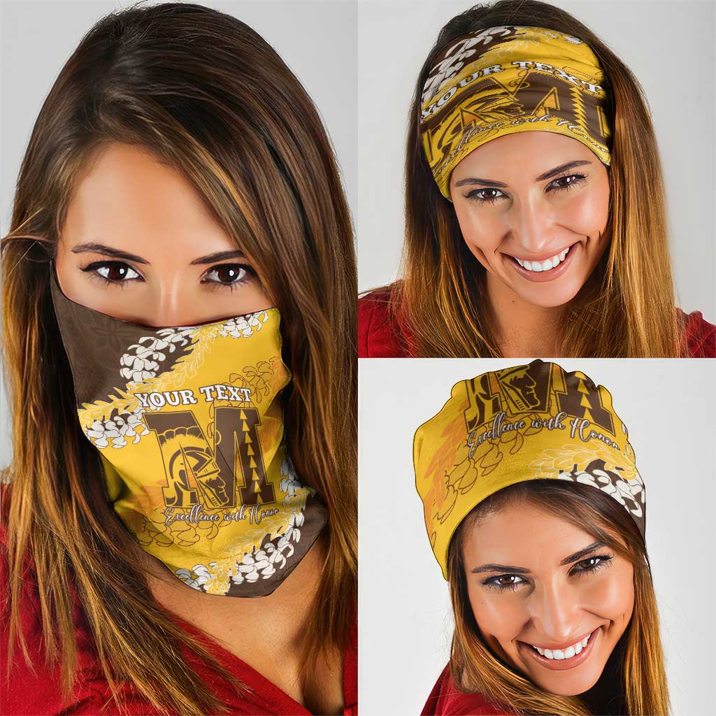 Personalized Mililani Hawaii High School Neck Gaiter Puakenikeni Lei Hawaiian Pattern LT14 - Polynesian Pride