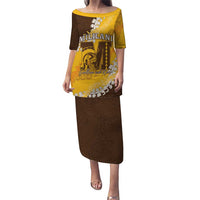 Personalized Mililani Hawaii High School Puletasi Puakenikeni Lei Hawaiian Pattern LT14 Long Dress Yellow - Polynesian Pride