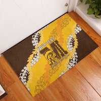 Personalized Mililani Hawaii High School Rubber Doormat Puakenikeni Lei Hawaiian Pattern LT14 - Polynesian Pride