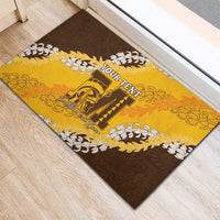 Personalized Mililani Hawaii High School Rubber Doormat Puakenikeni Lei Hawaiian Pattern LT14 - Polynesian Pride