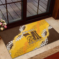 Personalized Mililani Hawaii High School Rubber Doormat Puakenikeni Lei Hawaiian Pattern LT14 - Polynesian Pride