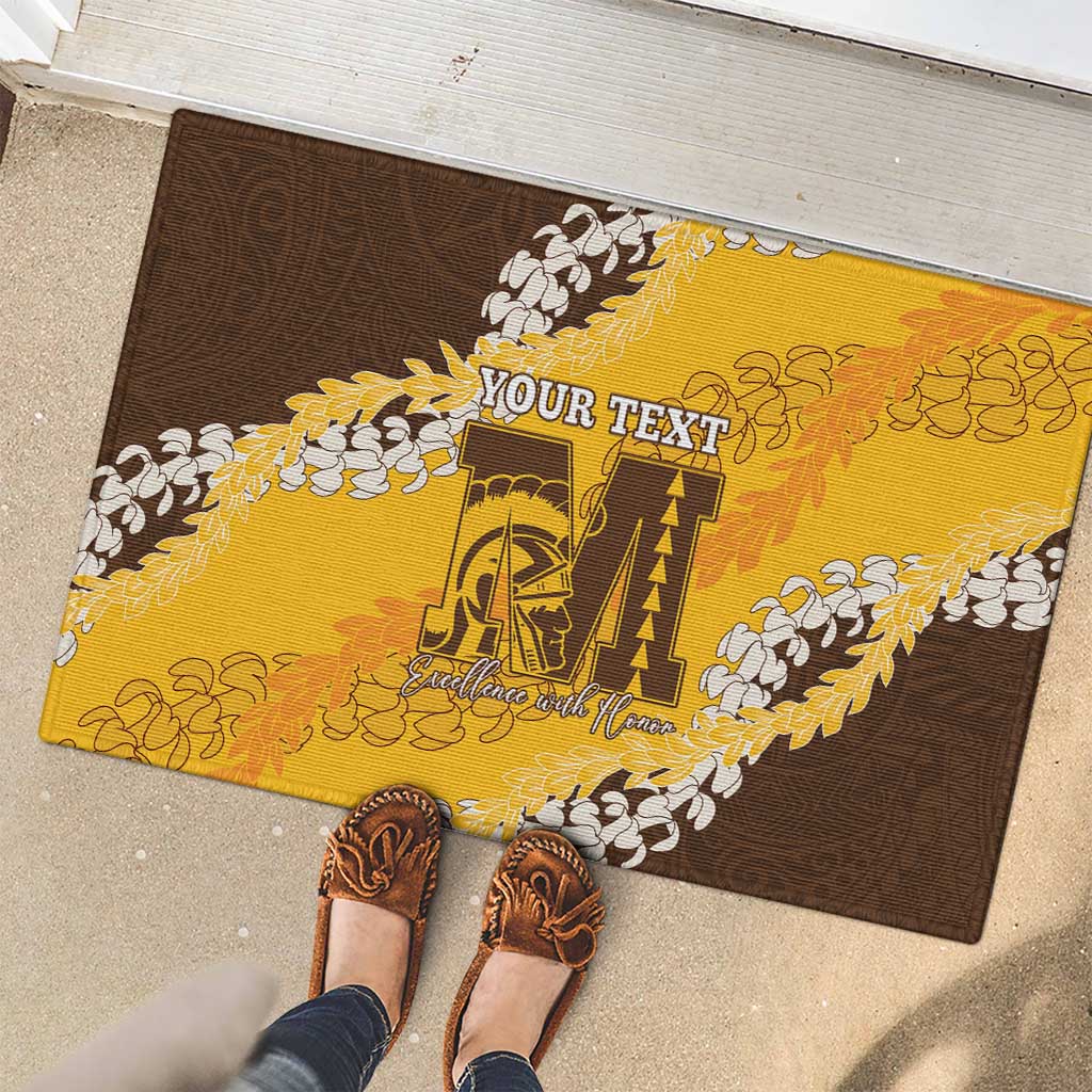 Personalized Mililani Hawaii High School Rubber Doormat Puakenikeni Lei Hawaiian Pattern LT14 - Polynesian Pride