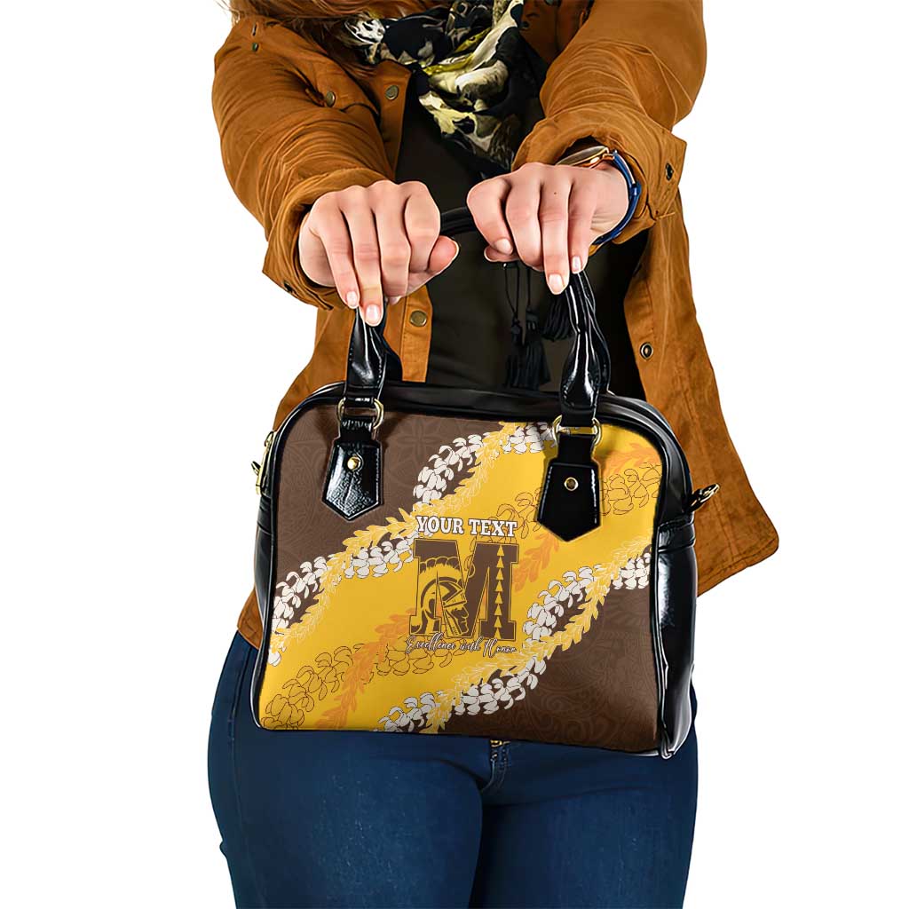 Personalized Mililani Hawaii High School Shoulder Handbag Puakenikeni Lei Hawaiian Pattern LT14 One Size Yellow - Polynesian Pride
