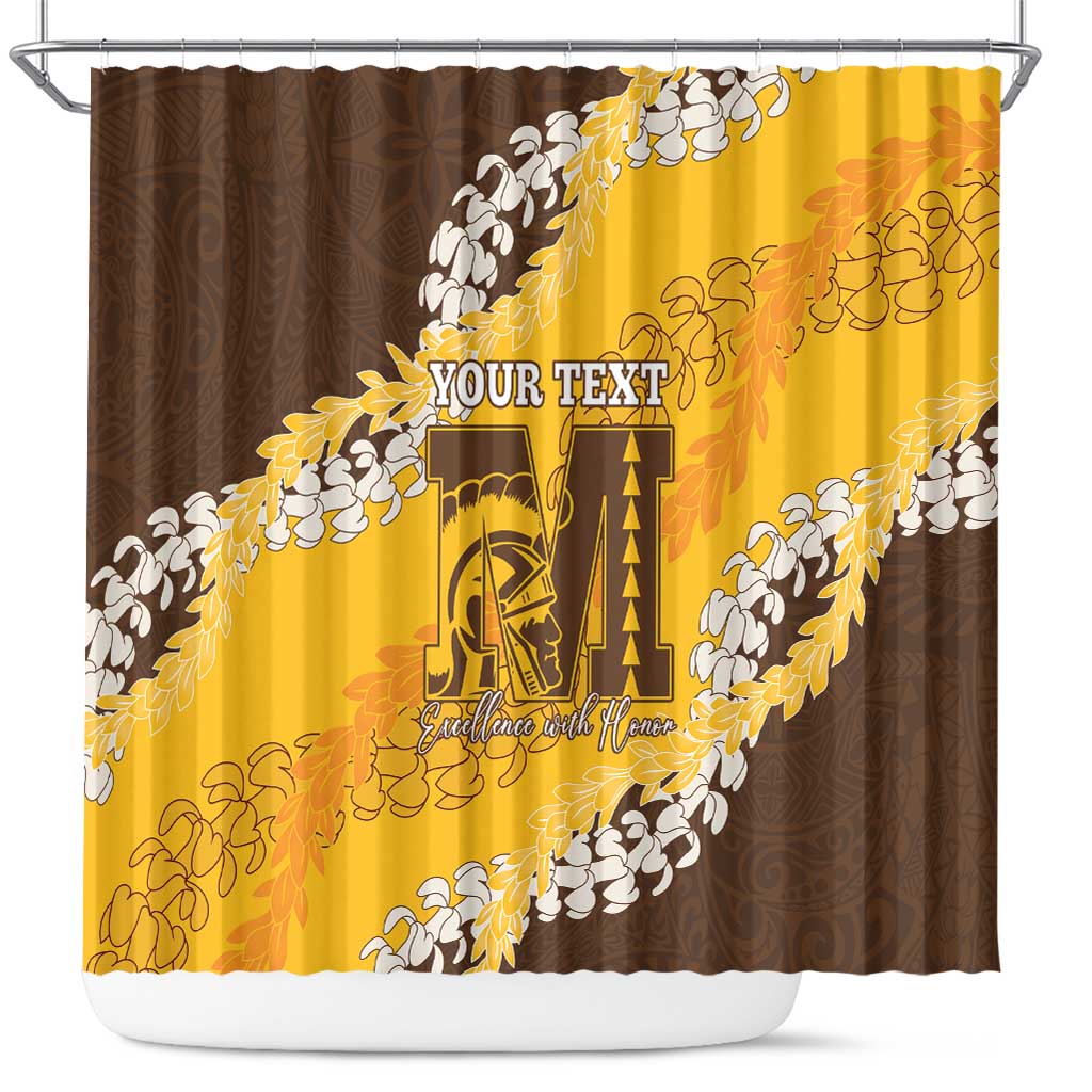 Personalized Mililani Hawaii High School Shower Curtain Puakenikeni Lei Hawaiian Pattern LT14 Yellow - Polynesian Pride