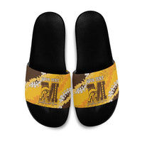 Personalized Mililani Hawaii High School Slide Sandals Puakenikeni Lei Hawaiian Pattern LT14 Yellow - Polynesian Pride