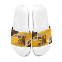Personalized Mililani Hawaii High School Slide Sandals Puakenikeni Lei Hawaiian Pattern LT14 Yellow - Polynesian Pride