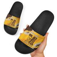 Personalized Mililani Hawaii High School Slide Sandals Puakenikeni Lei Hawaiian Pattern LT14 - Polynesian Pride