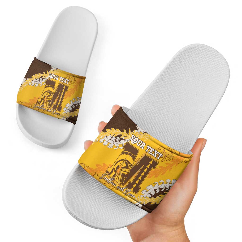 Personalized Mililani Hawaii High School Slide Sandals Puakenikeni Lei Hawaiian Pattern LT14 - Polynesian Pride