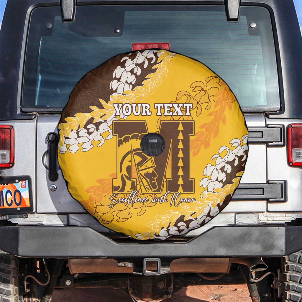 Personalized Mililani Hawaii High School Spare Tire Cover Puakenikeni Lei Hawaiian Pattern LT14 Yellow - Polynesian Pride