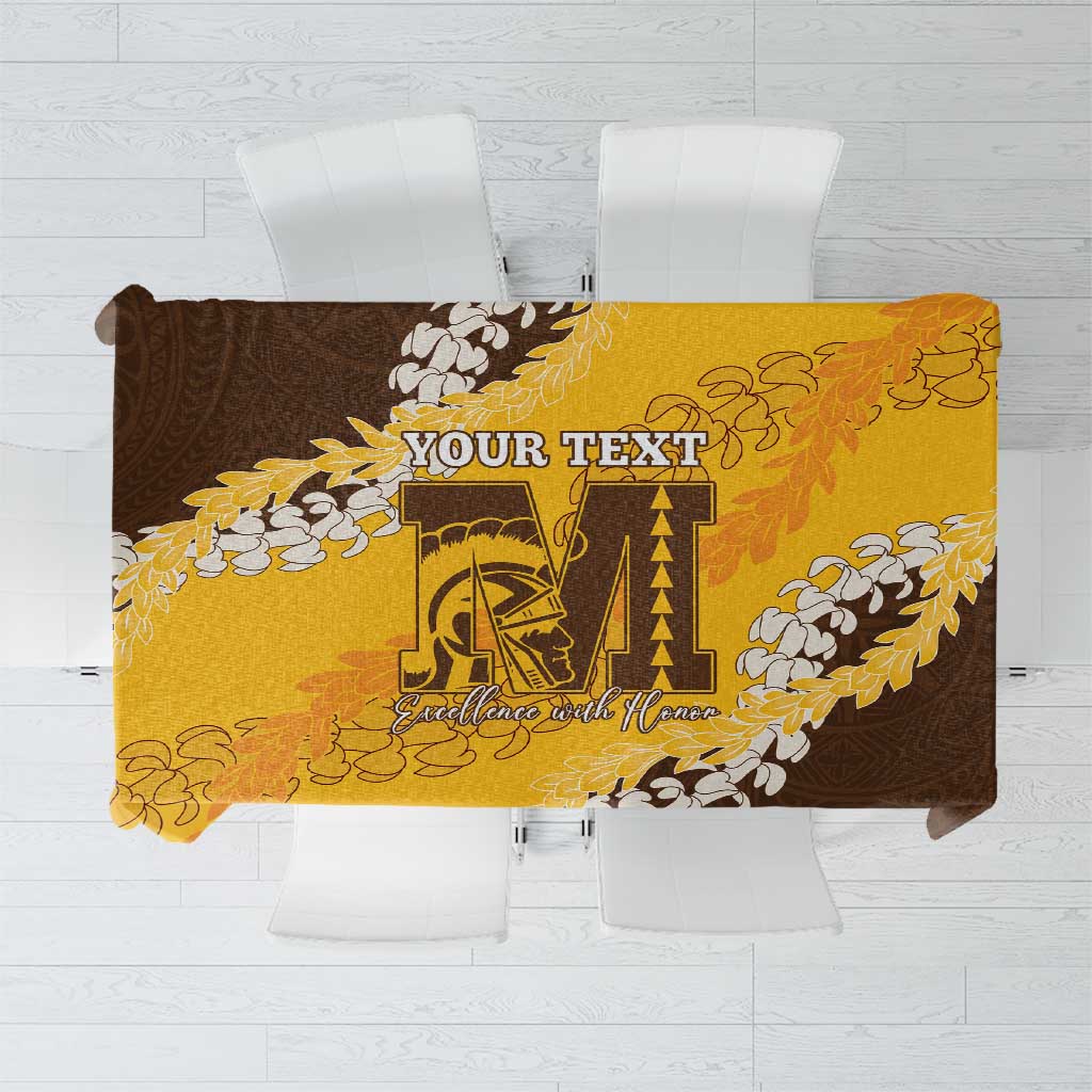 Personalized Mililani Hawaii High School Tablecloth Puakenikeni Lei Hawaiian Pattern LT14 Yellow - Polynesian Pride