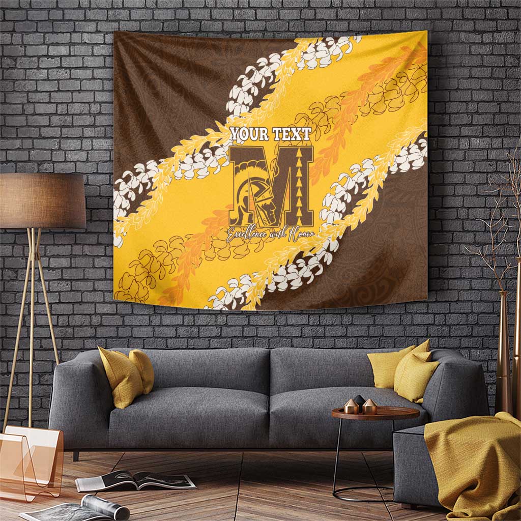 Personalized Mililani Hawaii High School Tapestry Puakenikeni Lei Hawaiian Pattern LT14 Yellow - Polynesian Pride