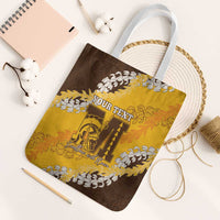 Personalized Mililani Hawaii High School Tote Bag Puakenikeni Lei Hawaiian Pattern LT14 White Strap One Size Yellow - Polynesian Pride
