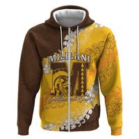 Personalized Mililani Hawaii High School Zip Hoodie Puakenikeni Lei Hawaiian Pattern LT14 Zip Hoodie Yellow - Polynesian Pride