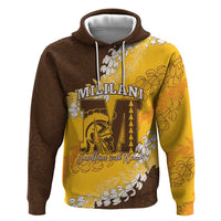 Personalized Mililani Hawaii High School Zip Hoodie Puakenikeni Lei Hawaiian Pattern LT14 Pullover Hoodie Yellow - Polynesian Pride