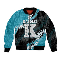 Personalized Kapolei Hawaii High School Bomber Jacket Puakenikeni Lei Hawaiian Pattern LT14 Unisex Teal - Polynesian Pride