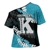 Personalized Kapolei Hawaii High School Cross Shoulder Shirt Puakenikeni Lei Hawaiian Pattern LT14 - Polynesian Pride