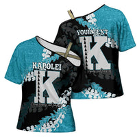 Personalized Kapolei Hawaii High School Cross Shoulder Shirt Puakenikeni Lei Hawaiian Pattern LT14 - Polynesian Pride