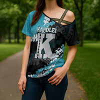 Personalized Kapolei Hawaii High School Cross Shoulder Shirt Puakenikeni Lei Hawaiian Pattern LT14 - Polynesian Pride