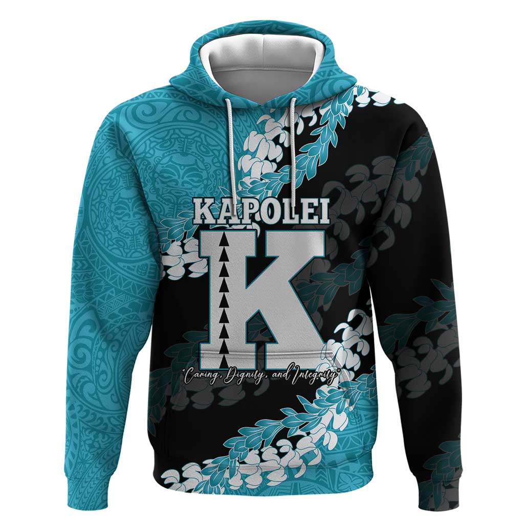 Personalized Kapolei Hawaii High School Hoodie Puakenikeni Lei Hawaiian Pattern LT14 Pullover Hoodie Teal - Polynesian Pride