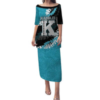 Personalized Kapolei Hawaii High School Puletasi Puakenikeni Lei Hawaiian Pattern LT14 Long Dress Teal - Polynesian Pride