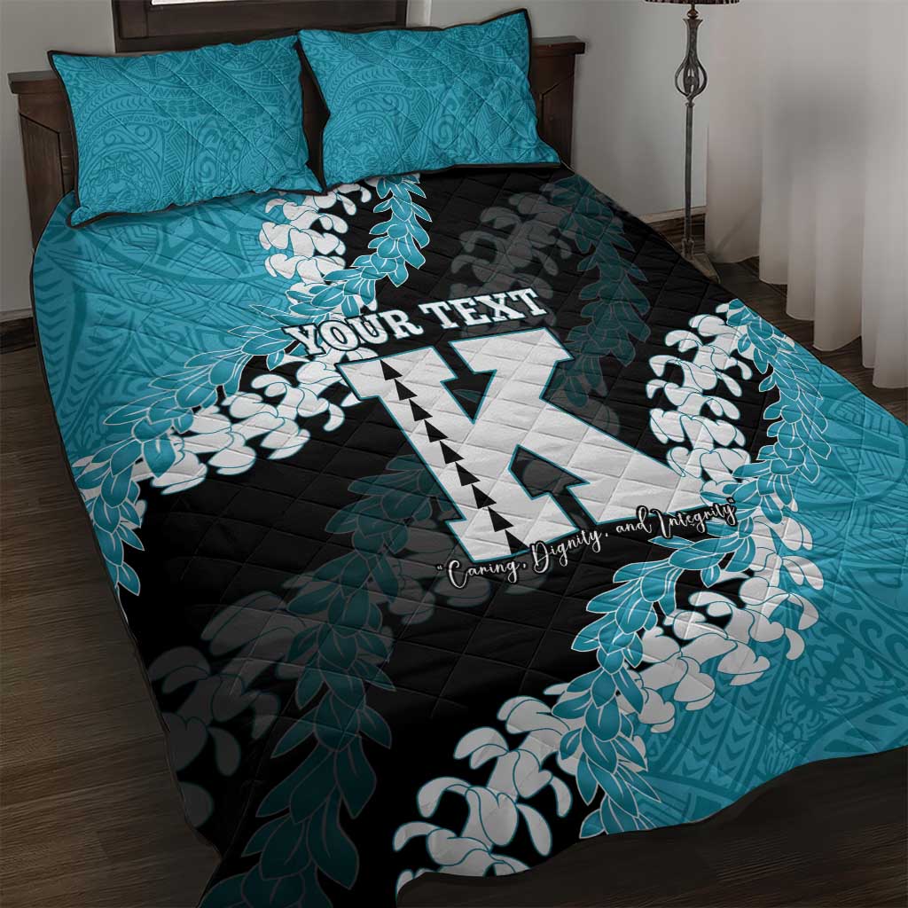 Personalized Kapolei Hawaii High School Quilt Bed Set Puakenikeni Lei Hawaiian Pattern LT14 Teal - Polynesian Pride