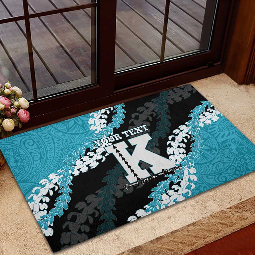 Personalized Kapolei Hawaii High School Rubber Doormat Puakenikeni Lei Hawaiian Pattern LT14 - Polynesian Pride