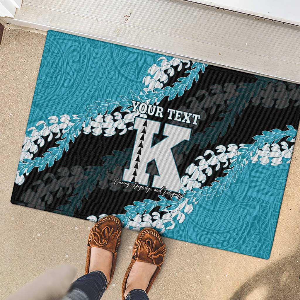 Personalized Kapolei Hawaii High School Rubber Doormat Puakenikeni Lei Hawaiian Pattern LT14 - Polynesian Pride