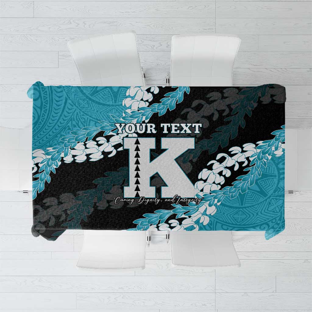 Personalized Kapolei Hawaii High School Tablecloth Puakenikeni Lei Hawaiian Pattern LT14 Teal - Polynesian Pride