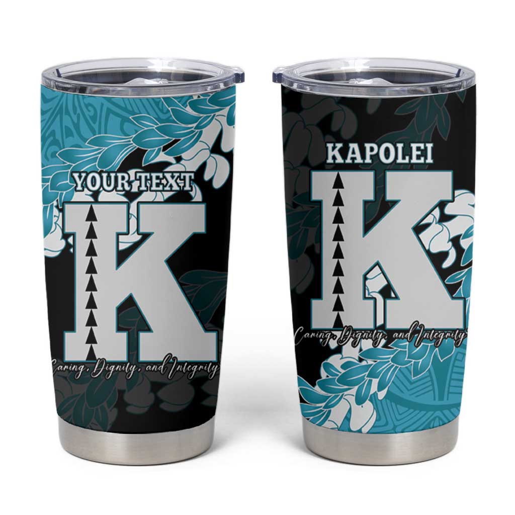 Personalized Kapolei Hawaii High School Tumbler Cup Puakenikeni Lei Hawaiian Pattern LT14 Teal - Polynesian Pride