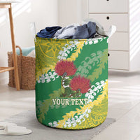 Personalized Leilehua Hawaii High School Laundry Basket Puakenikeni Lei Hawaiian Pattern LT14 Green - Polynesian Pride