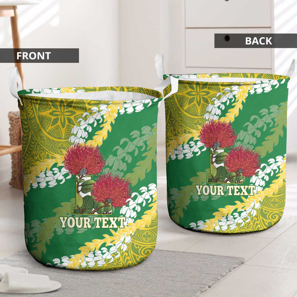 Personalized Leilehua Hawaii High School Laundry Basket Puakenikeni Lei Hawaiian Pattern LT14 - Polynesian Pride
