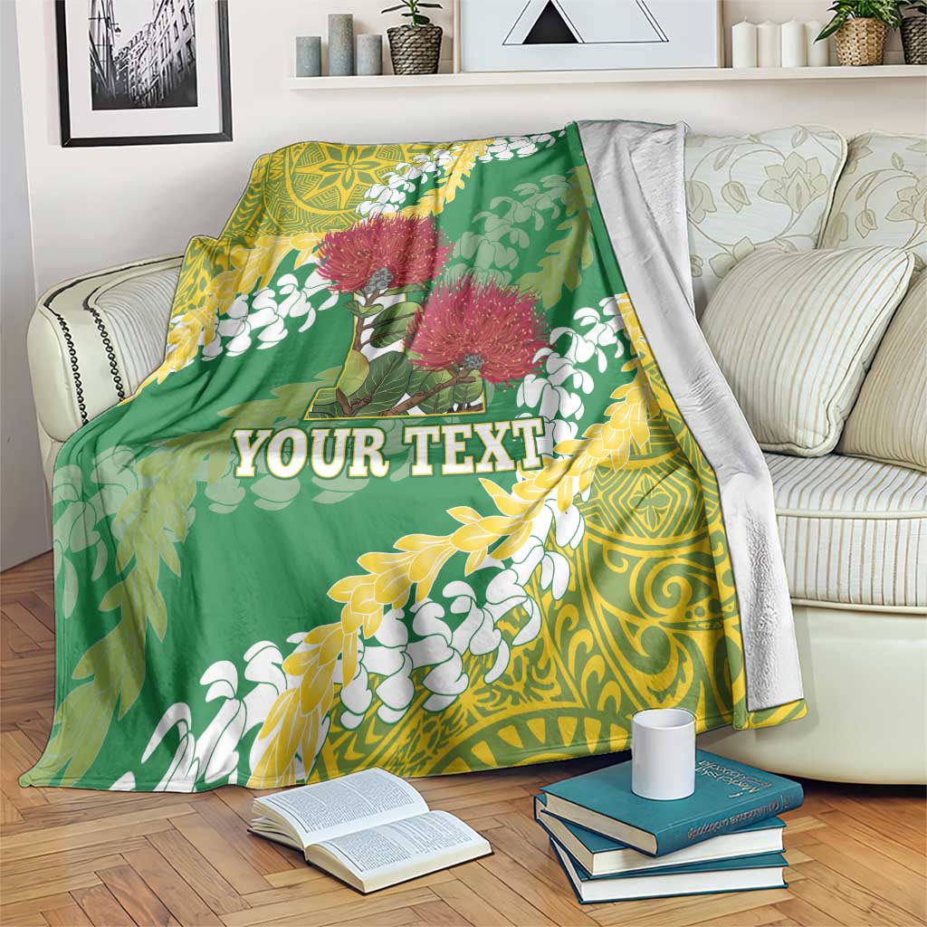 Personalized Leilehua Hawaii High School Blanket Puakenikeni Lei Hawaiian Pattern LT14 Green - Polynesian Pride