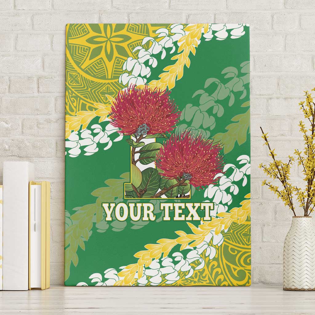 Personalized Leilehua Hawaii High School Canvas Wall Art Puakenikeni Lei Hawaiian Pattern LT14 Without Frame Green - Polynesian Pride