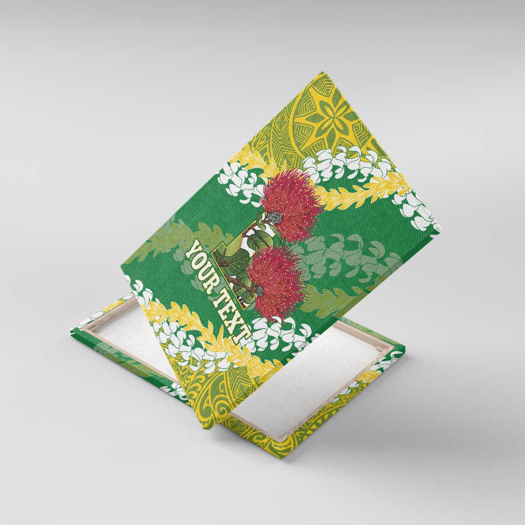Personalized Leilehua Hawaii High School Canvas Wall Art Puakenikeni Lei Hawaiian Pattern LT14 With Frame Green - Polynesian Pride