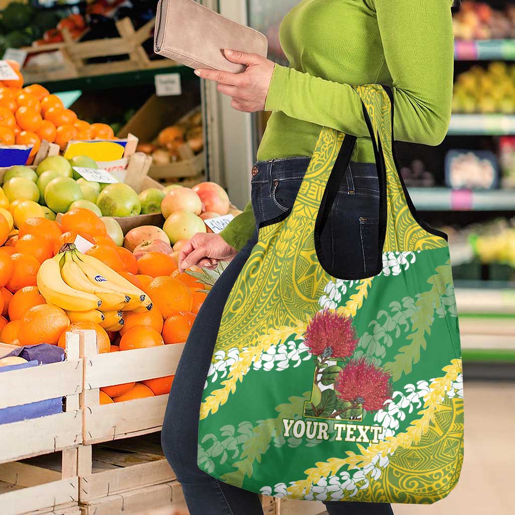 Personalized Leilehua Hawaii High School Grocery Bag Puakenikeni Lei Hawaiian Pattern LT14 - Polynesian Pride
