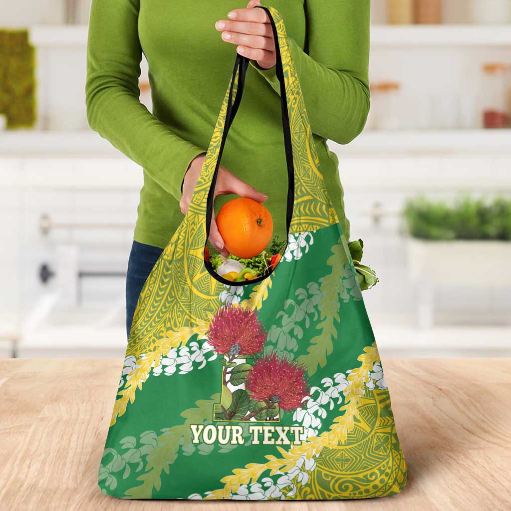 Personalized Leilehua Hawaii High School Grocery Bag Puakenikeni Lei Hawaiian Pattern LT14 - Polynesian Pride