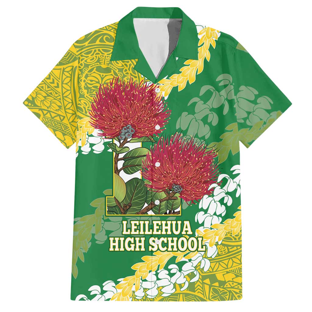 Personalized Leilehua Hawaii High School Hawaiian Shirt Puakenikeni Lei Hawaiian Pattern LT14 Green - Polynesian Pride