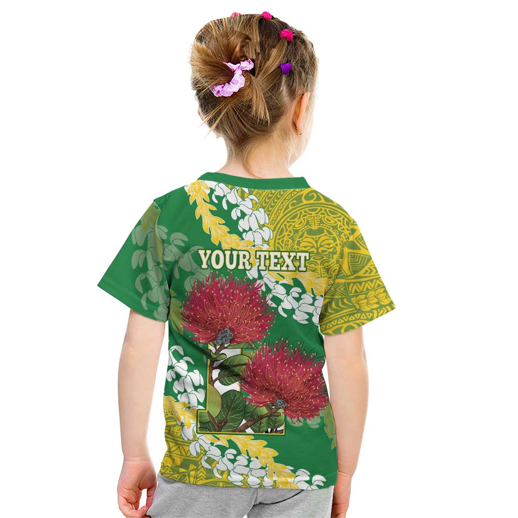 Personalized Leilehua Hawaii High School Kid T Shirt Puakenikeni Lei Hawaiian Pattern LT14 - Polynesian Pride
