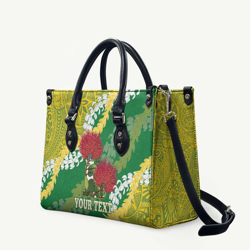 Personalized Leilehua Hawaii High School Leather Bag Puakenikeni Lei Hawaiian Pattern LT14 Green - Polynesian Pride