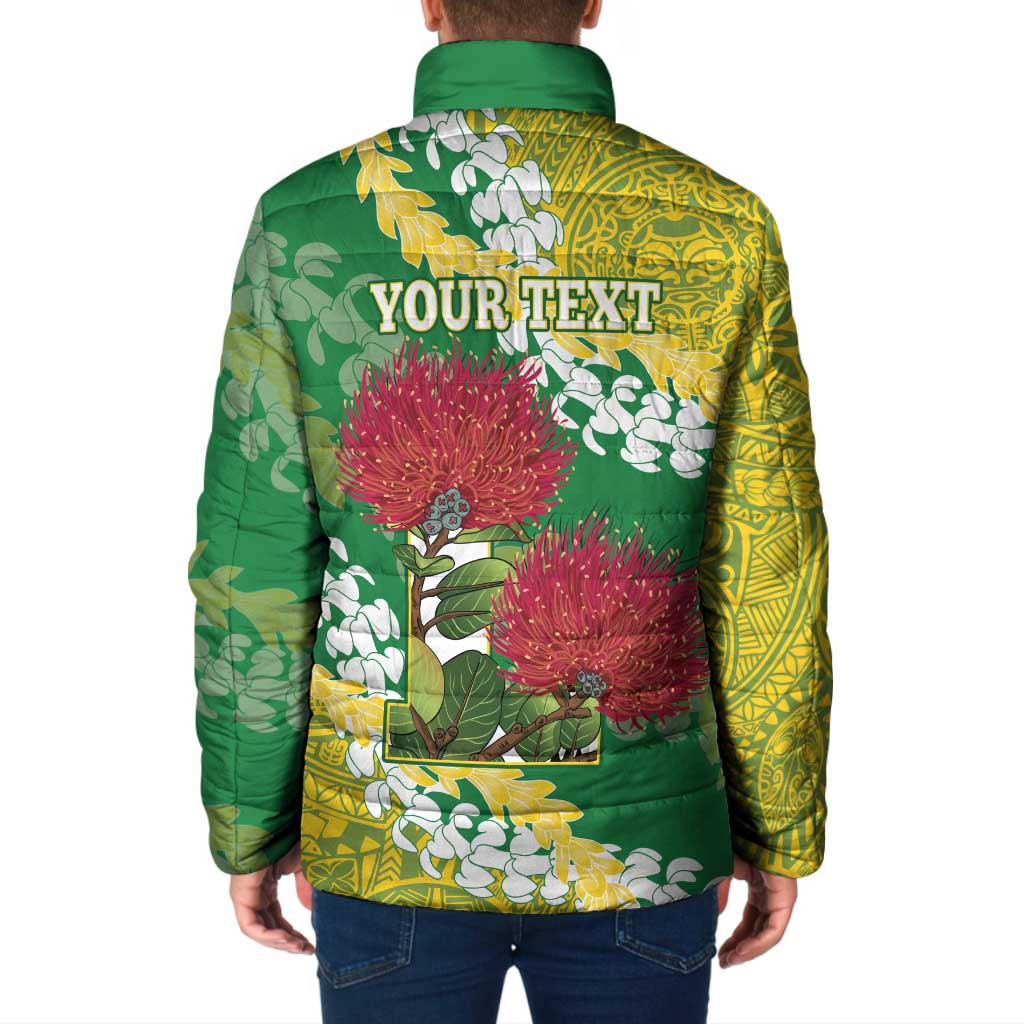 Personalized Leilehua Hawaii High School Padded Jacket Puakenikeni Lei Hawaiian Pattern LT14 - Polynesian Pride